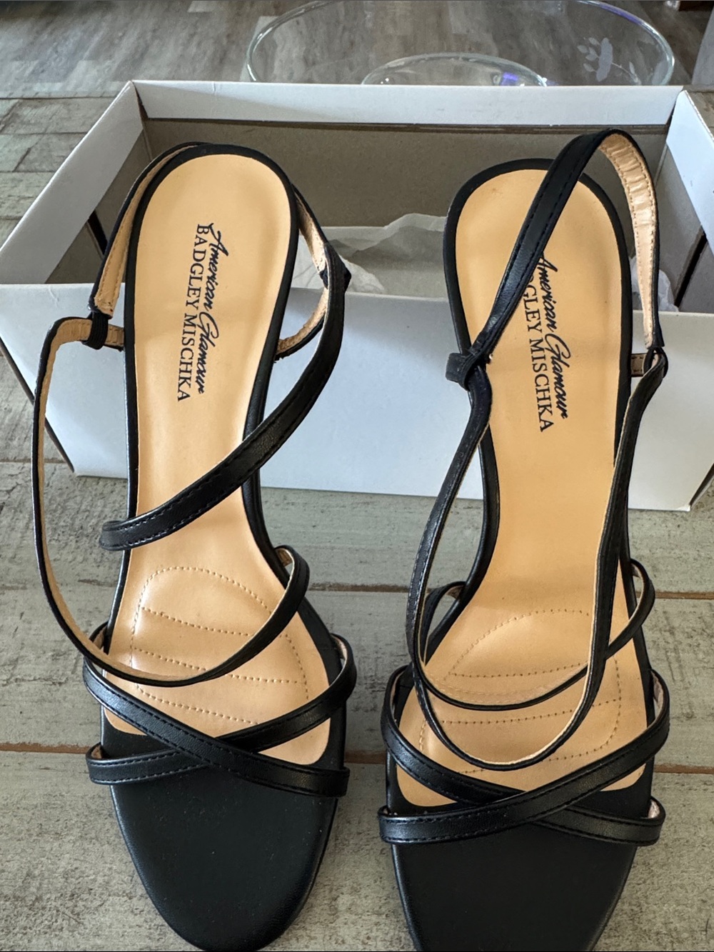 Badgley Mischka Black Strappy Slingback Heels